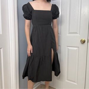 ASTR the Label Dress Midi Puff Sleeve Coquette Black Cottagecore Extra Small